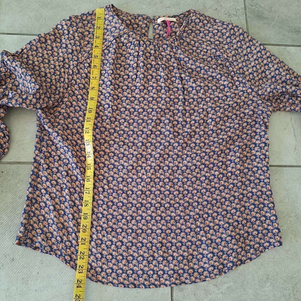 Essentiel Blue Brown long sleeve Top size L - Picture 4 of 5